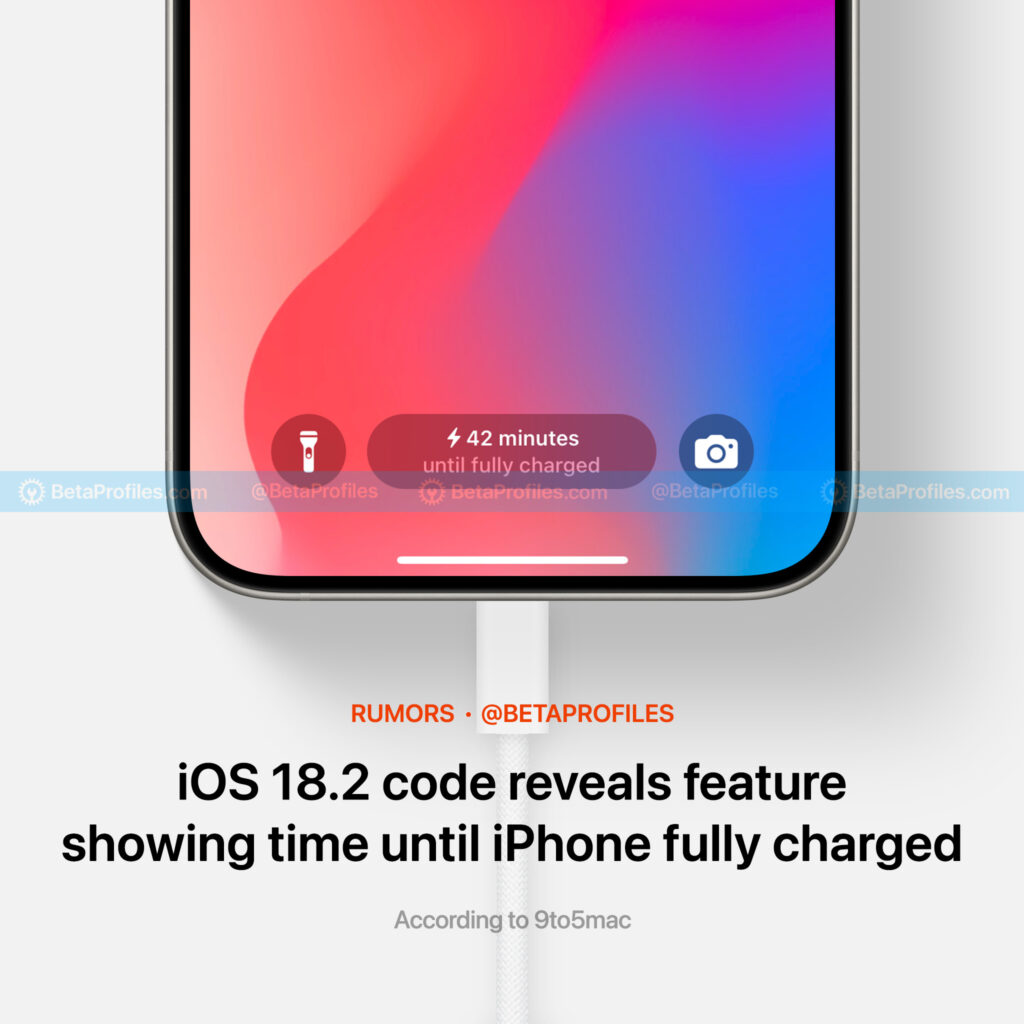 Un concept d'affichage du temps de charge restant sur iPhone // Source : Beta Profiles via X