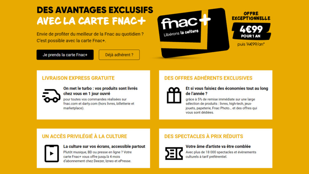 Carte Fnac+ en promotion pendant les avant-premières du Black Friday