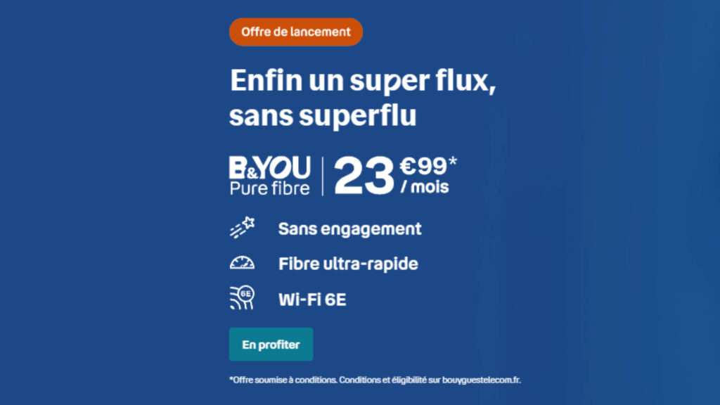 Offre de lancement B&YOU Pure fibre