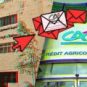 Les clients du Crédit Agricole ciblés par un faux mail. // Source : Palestine Technical University – Kadoorie / Montage Numerama