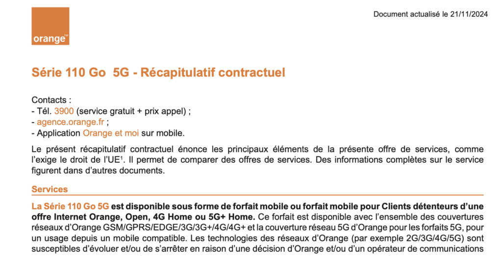 Le récapitulatif contractuel indique sue l'offre est réservée aux abonnés Livebox, mais nous avons pu y souscrire avec seulement un abonnement mobile.