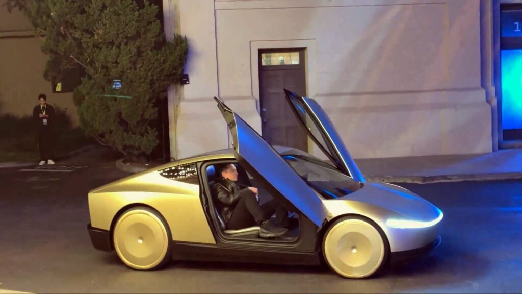 Elon Musk en passager du Cybercab au We Robot event // Source : Extrait vidéo Sawyer Merritt