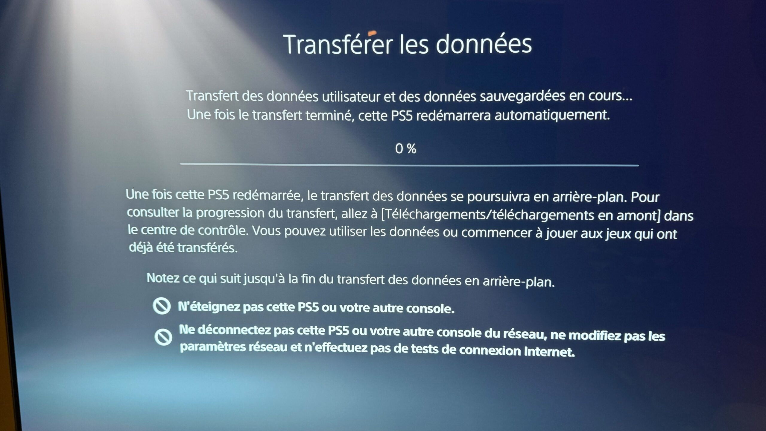 Le transfert de données sur PS5 // Source : Numerama