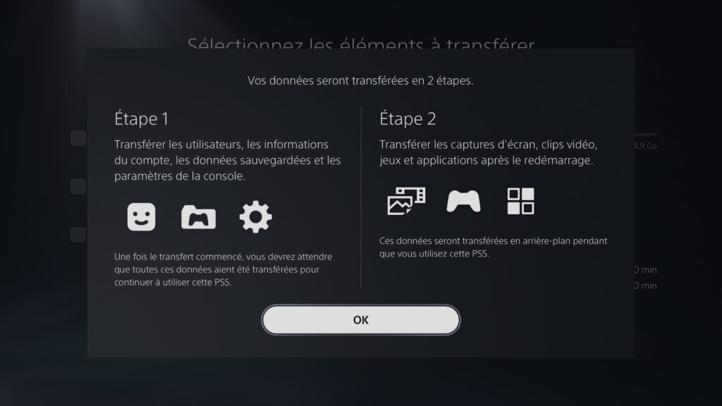 Le transfert de données sur PS5 // Source : Numerama