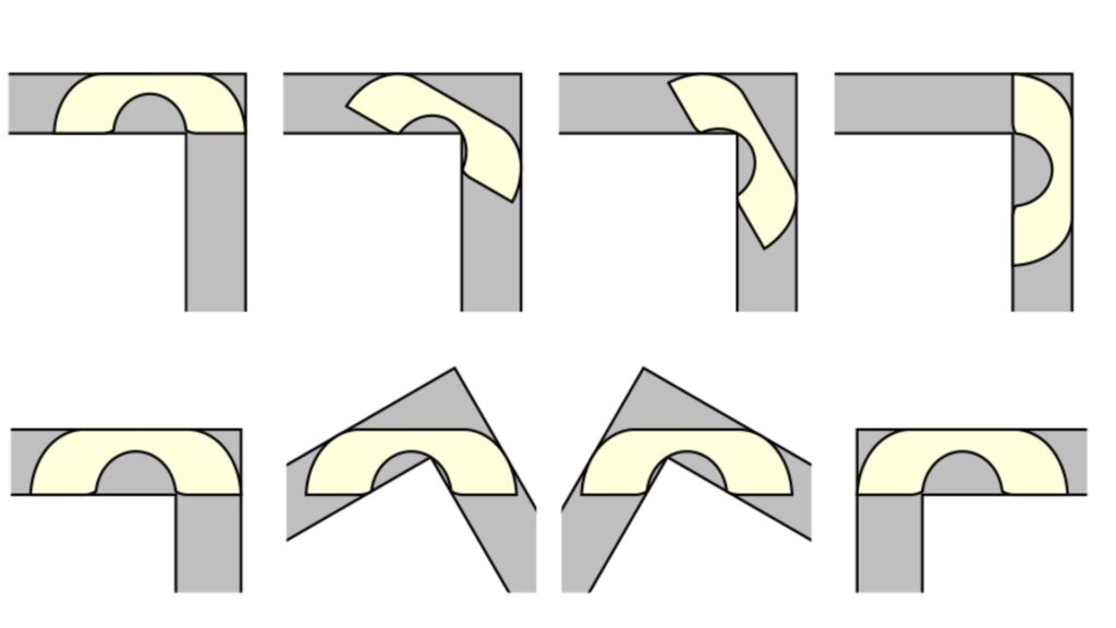 Un canapé en mouvement dans la perspective du couloir (en haut) et du canapé (en bas) // Source : Baek, ArXiv 