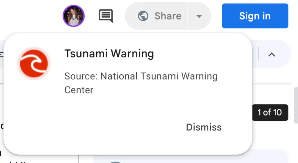 L'alerte tsunami de Google Docs // Source : The Verge