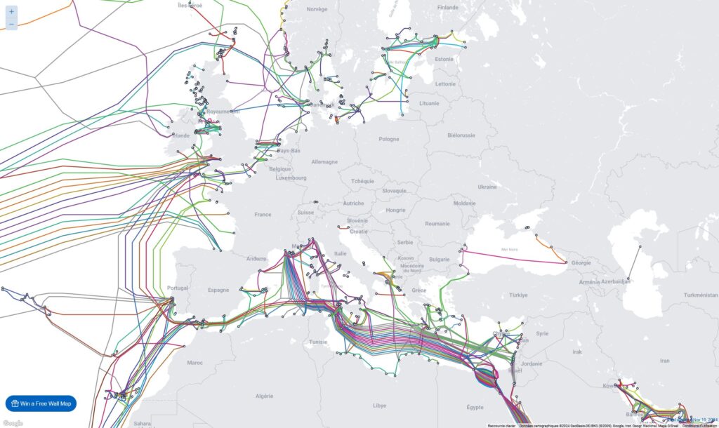 cables sous marins en Europe