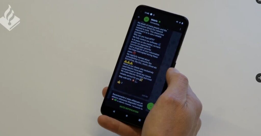 Les criminels ont reçu l'annonce de l'infiltration de l'application. // Source : Europol