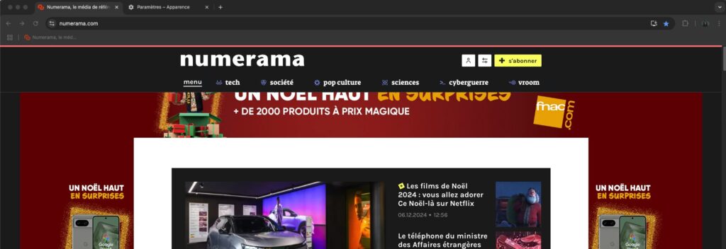 Comment afficher la barre des favoris dans Chrome // Source : Numerama