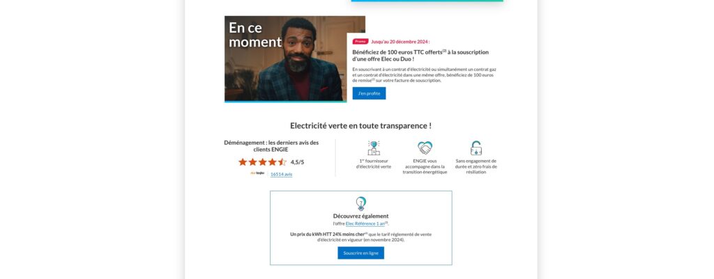 Avec son tarif fixe et sa prime de 100 euros, ENGIE peut vous faire réaliser de jolies économies // Source : ENGIE