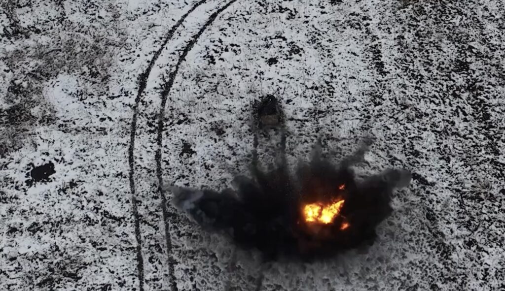 Un drone ukrainien détecte une mine russe. // Source : Brigade Khartiia