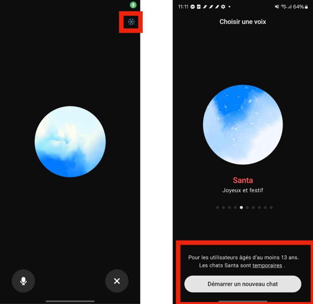 La sélection du mode Santa, pour parler au père Noël, dans ChatGPT.