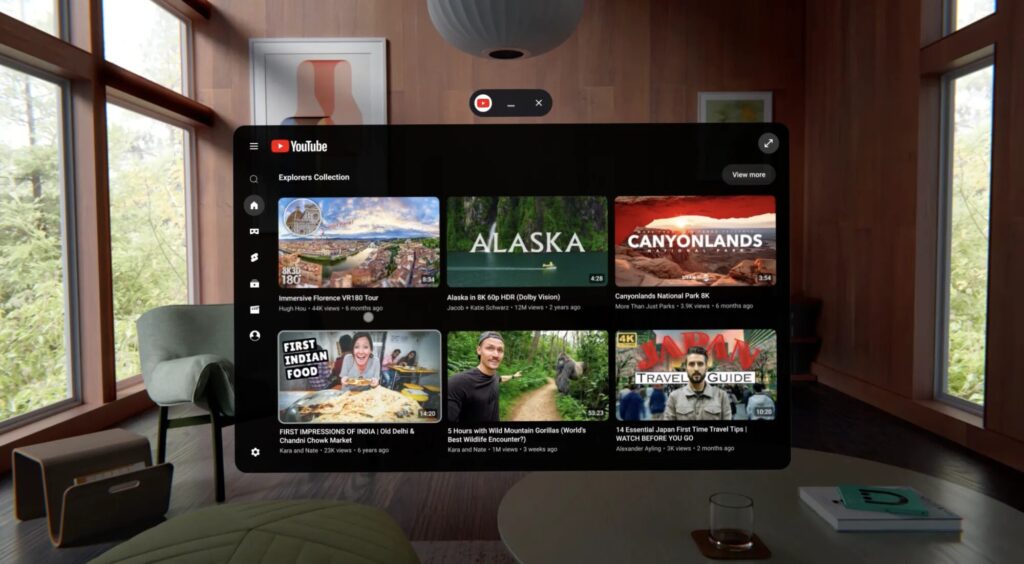 YouTube pour Android XR.