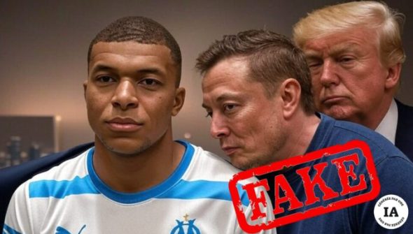 Fausse image de Kylian Mbappé, Elon Musk et Donald Trump générée par Grok 2. // Source : Numerama, avec Grok