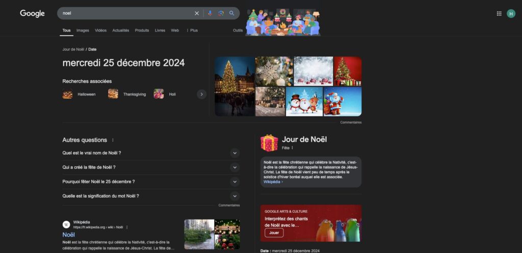 Tapez « Noël » dans Google // Source : Numerama