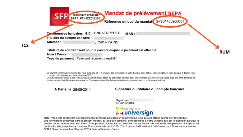 Où trouver les informations sur un mandat de prélèvement