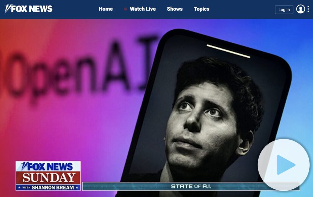 L'interview de Sam Altman est disponible en replay sur le site de Fox News.