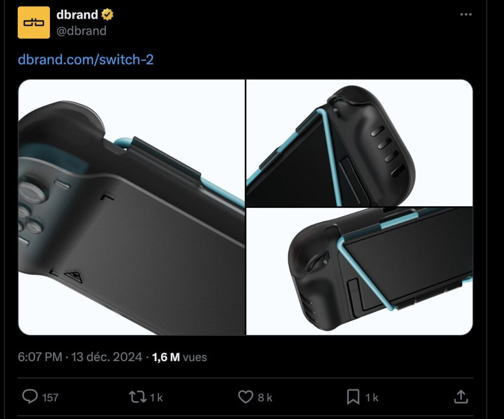 Sur X, Dbrand a décidé de publier des images de la Nintendo Switch 2 le 13 décembre.