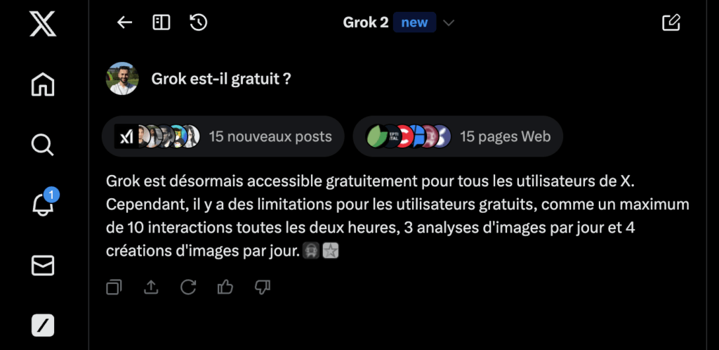 Accessible depuis un onglet dédié sur le site et depuis l'application, Grok veut devenir un réflexe pour les utilisateurs de X.