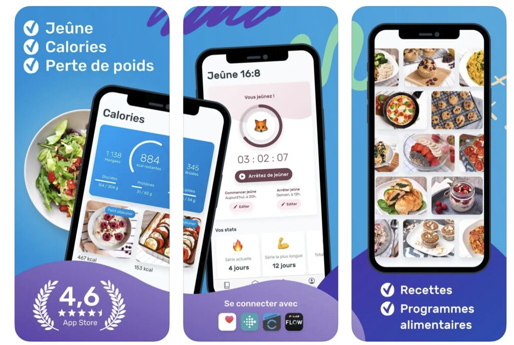 Yazio est disponible sur iOS et Android. Les données s'intègrent à différentes applications de santé.