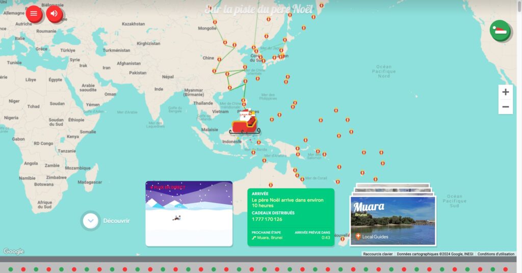 Le site « Sur la piste du père Noël » de Google // Source : Numerama