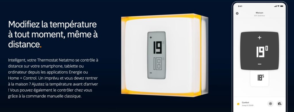 La promotion du thermostat Netatmo sur le site de la marque // Source : Capture Numerama