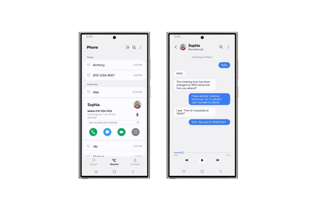 La transcription des appels dans One UI 7 // Source : Samsung