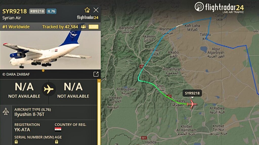 Un avion cargo de Syrian Air fait demi tour le 7 décembre. // Source : AirNav / X