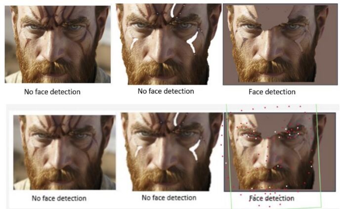 En assombrissants le front les arcades, le nez et le bords des yeux, les chercheurs ont perturbé la technologie. // Source : Cornell University