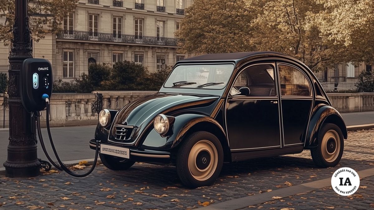 La Citroën 2CV du futur, imaginée par l'IA. // Source : Image créée avec l'IA Midjourney