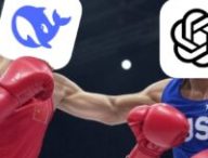 Combat de boxe entre DeepSeek et ChatGPT. // Source : Montage Numerama, image générée par Grok