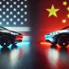 Conflit entre les USA et la Chine pour la voiture connectée // Source : Dall-e