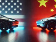 Conflit entre les USA et la Chine pour la voiture connectée // Source : Dall-e