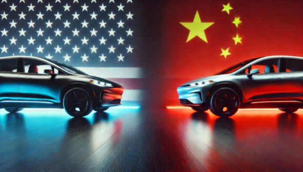 Conflit entre les USA et la Chine pour la voiture connectée // Source : Dall-e