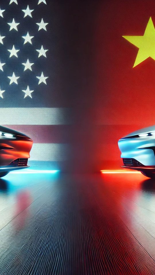 Conflit entre les USA et la Chine pour la voiture connectée // Source : Dall-e