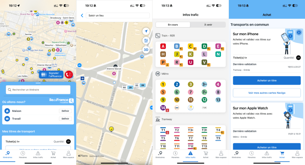 L'interface d'Île-de-France Mobilités en janvier 2025.