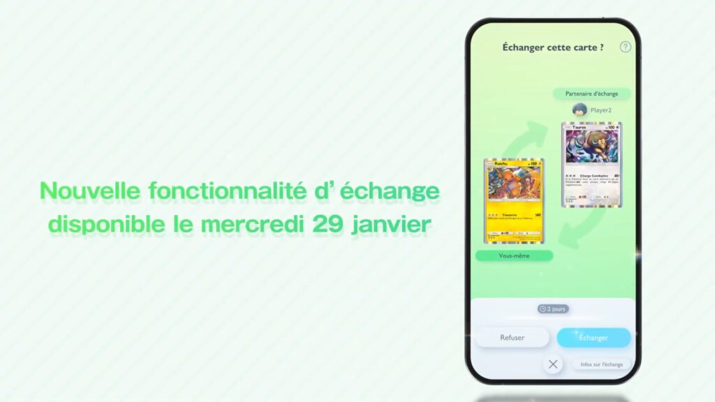 L'interface des échanges dans « Pokémon TCG Pocket » // Source : The Pokémon Company