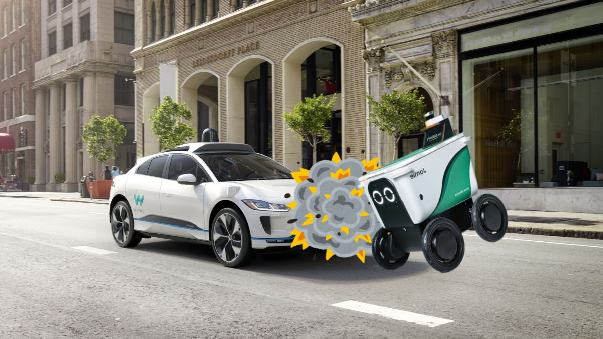 Une reconstitution de l'accident entre un Waymo et un Jamie // Source : Montage Canva