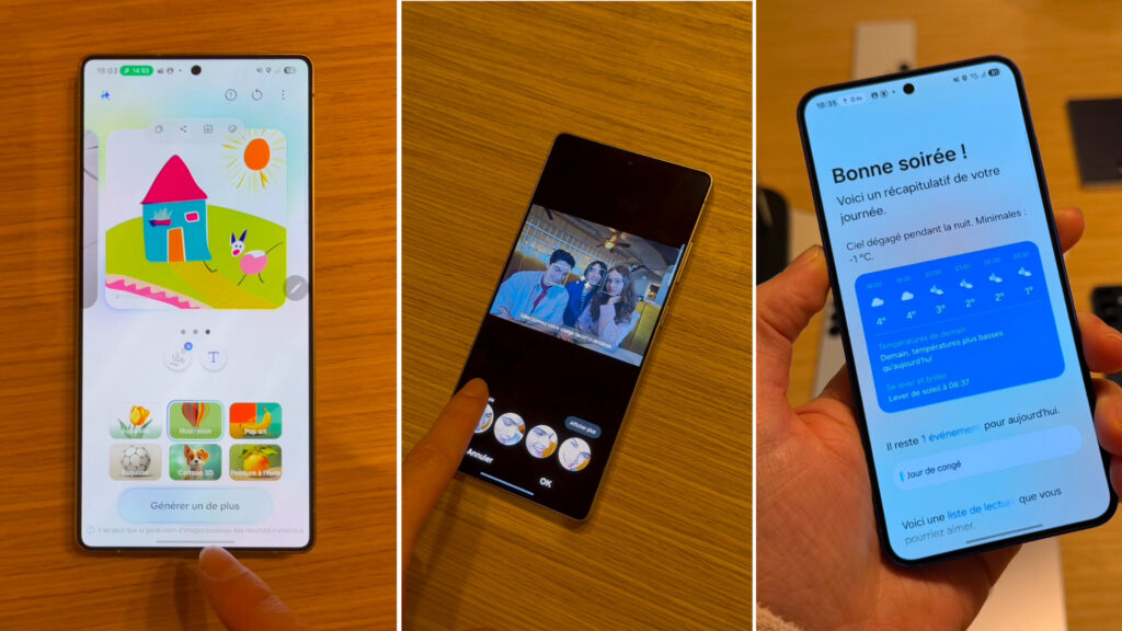 On voit ici plusieurs des nouveautés logicielles exclusives des Galaxy S25. // Source : Numerama