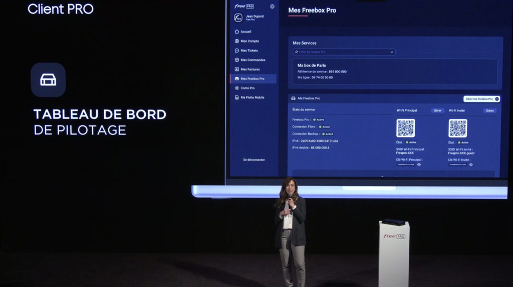 L'espace client de Free Pro.