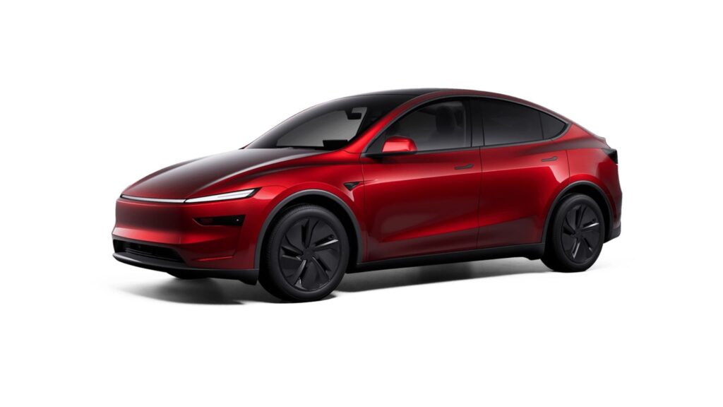 Aux États-Unis, le nouveau Tesla Model Y est disponible en rouge dès le lancement. // Source : Tesla