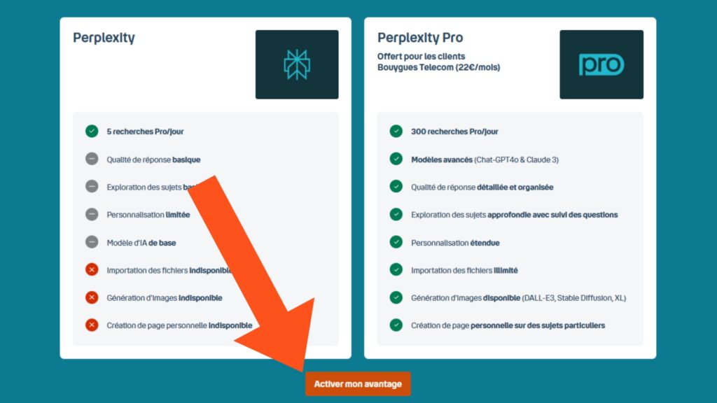 Vous pouvez aussi activer Perplexity Pro sur la page dédiée