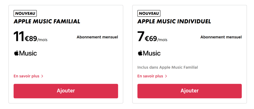 L'option Apple Music Famille sur Canal+ // Source : Anaël via X