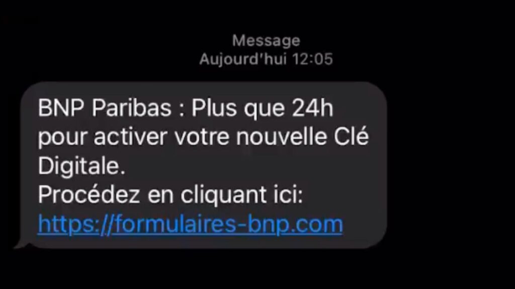 Un SMS usurpant BNP Paribas. // Source : Romain Basset