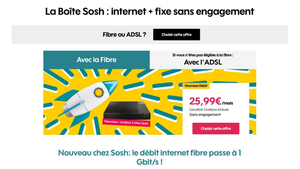 L'offre mise en avant sur le site de l'opérateur. // Source : Sosh