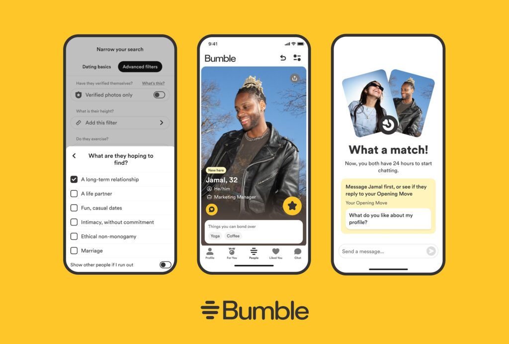 Le fonctionnement de l'application Bumble // Source : Bumble