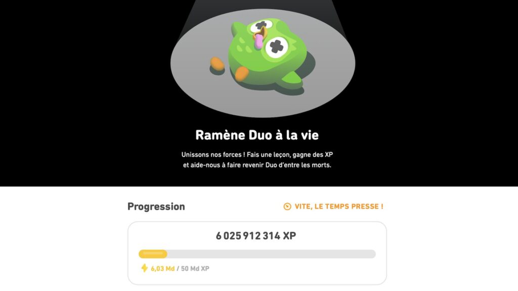 La chouette de Duolingo bientôt resscucitée ? // Source : Duolingo