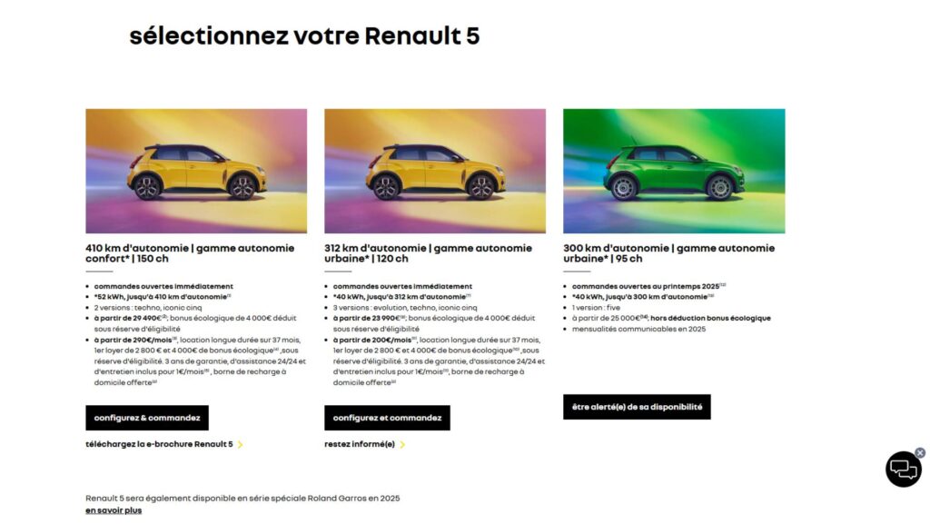 Configurateur Renault 5 // Source : Capture site Renault.fr