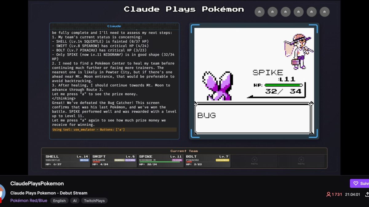 Claude joue à Pokémon // Source : Montage Numerama