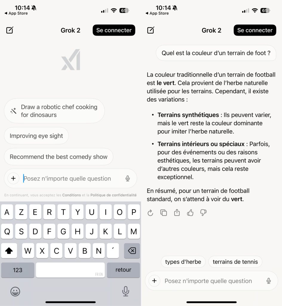 L'application iOS de Grok // Source : Numerama